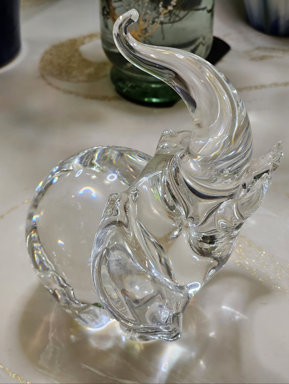 Steuben Signed Trumpeting Crystal Elephant